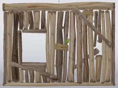 Wooden Window Side Wall  Low-poly 3D model