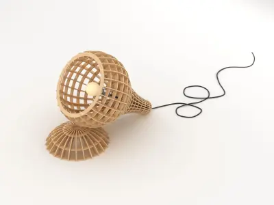 Decorative Wooden Lamp 002 3D model