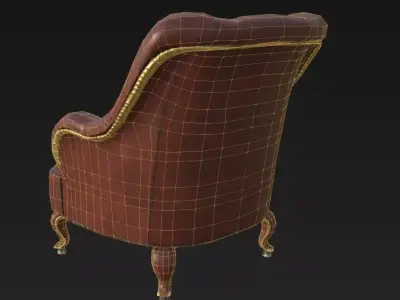 ArmChair Classic J65 Low-poly 3D model