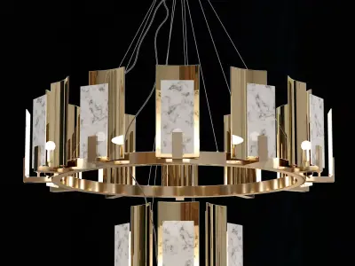 CARRARA MARBLE ROUND 2-TIER CHANDELIER 3D model