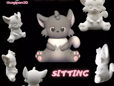 Cute Cat Sitting 3D print model