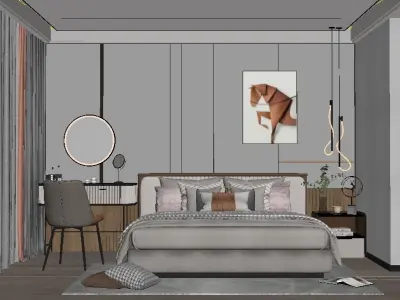Contemporary Style Designer Bedroom 3D model
