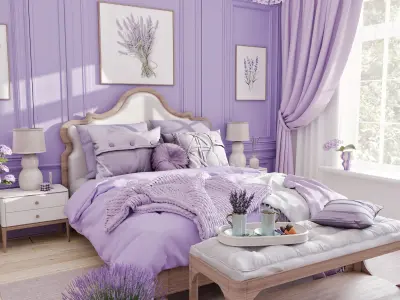 Lavender Bedroom Blender Scene 3D model