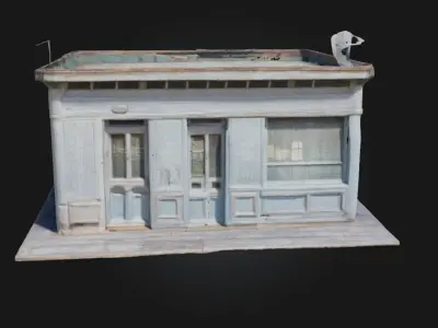 Blue Vintage Kiosk  Charming Streetside Elegance 3D model