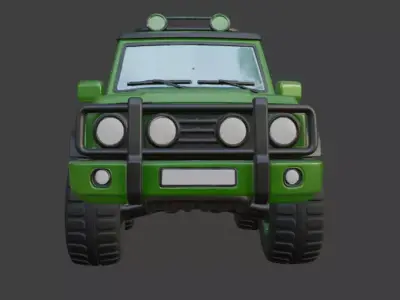 cartoon green jeep for 3D Printing 3D print model