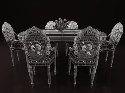 table chairs set 156 3D model