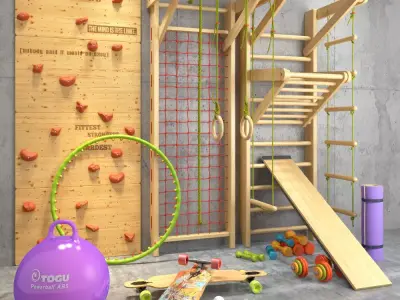 Collection of sports equipment 3D model