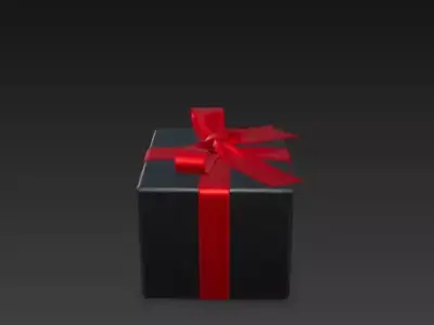 3D Black Gift Box Red Ribbon Black Friday 3D print model