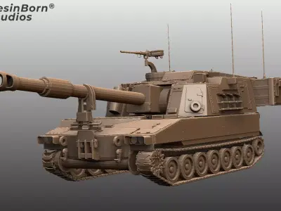 Self-Propelled Howitzer M109A6 Paladin Modern Artillery Vehicle  3D model