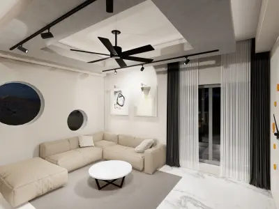 Monochrome Haven Modern Elegance in Minimalism 3D model