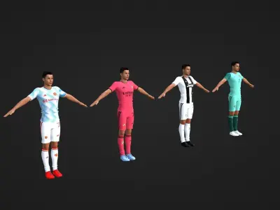 Cristiano Ronaldo - Manchester - Madrid - Juventus - Portugal Low-poly 3D model