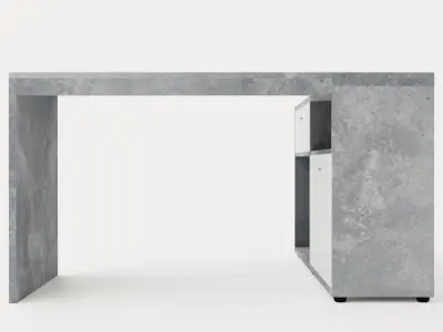 Diego Desk 138 Cm With Adjustable Shelf White Concrete Low-poly 3D model