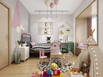 Children Room Interior 3D model 4