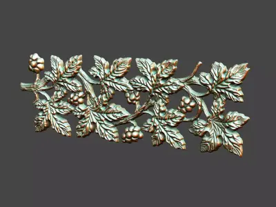 winter leave grapes design grape plant vine green cnc laser  3D print model