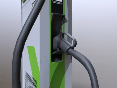 Elektric car charging station Low-poly 3D model