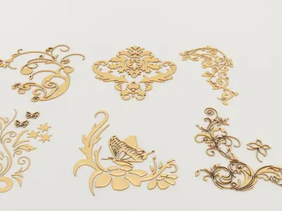 2 sets of decorative ornaments 3D model