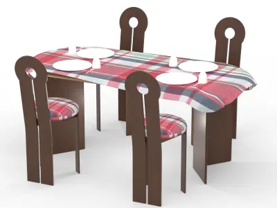 Dining table 3D model Low-poly 3D model