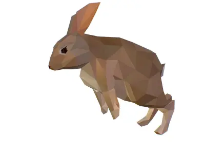 Animated White Rabbit Lowpoly Art Style Low-poly 3D model