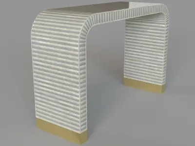 Waterfall Inlay Console Table Gray And White 3D model
