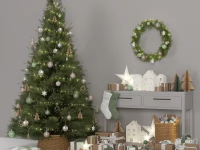 Christmas decorative set 3D model