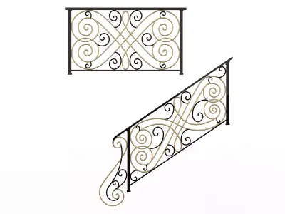Forging Iron Forged Balcony Railing 05 Low-poly 3D model