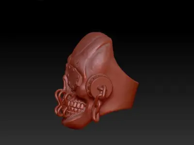 Skull in headphones ring 3D print model