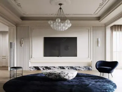Luxury living room dining room interior scenes 54 3D model