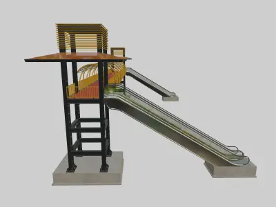 Steel Pedestrian Bridge-Escalator-Tower Column Type-28 3D model