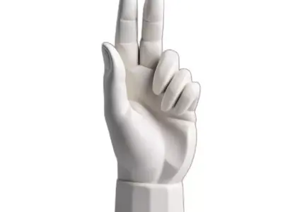White Hand Peace Gesture Sculpture Low-poly 3D model