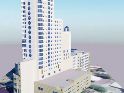 skyscraper high rise building Low-poly 3D model