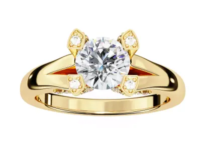 Solitaire Round Diamond ring for engagement  3D print model