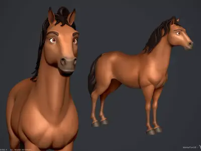 Stylized Cartoon Horse Low-poly 3D model