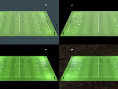 Low Poly Soccer Football Field v2 Low-poly 3D model