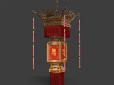 Chinese red  royal palace lantern  3D model