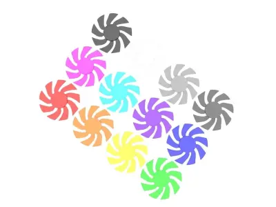 Transparent Colored Power Supply Unit Fan Blades Set 3D model