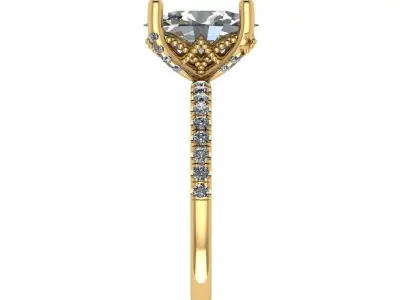 Oval cut solitaire diamond ring 3D print model