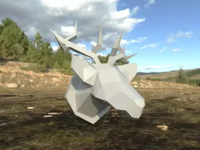 Low Poly Deer plane flying in sky Low-poly 3D model
