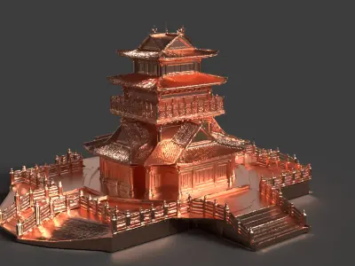 Chinese ancient house  Low-poly 3D model buy