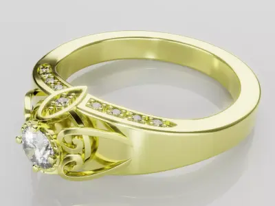 Twisted Halo Diamond Ring 3D model