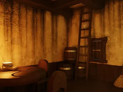 Candle in Horn Low-poly 3D model