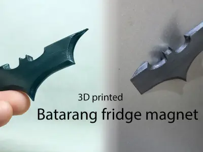 Batarang fridge magnet print in place No Supports 3D print model