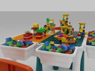 Building block toy table 3D model
