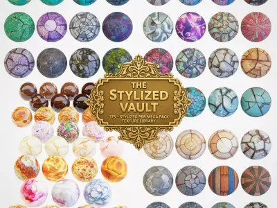 The Stylized Vault 375   Stylized PBR Mega Pack Texture Library Texture