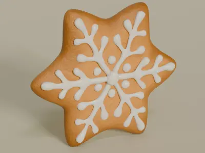 Gingerbread Star Cookie 3D Model - Christmas Holiday Dessert 3D model
