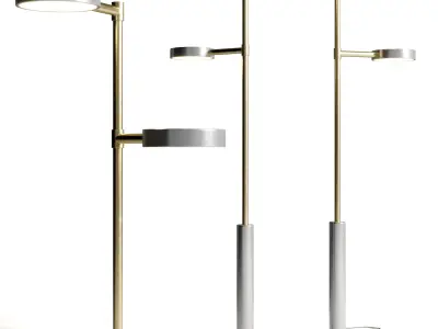 Two Cylinders Floor Light Low-poly 3D model