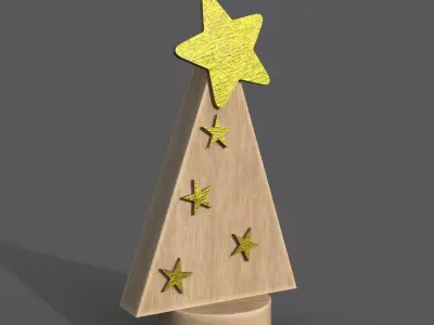 Christmas tree decor with stars Low-poly 3D model