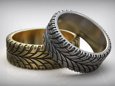 Tire Tread Auto Dirt Ring Wedding Band 3D print model