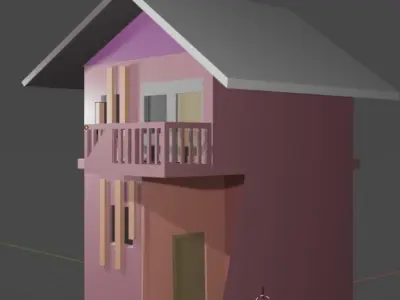 a low poly house 3D model