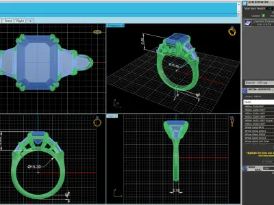 Three Stone Emerald Wedding Ring V5 3D print model