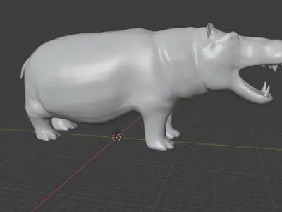 Hippopotamus Low-poly 3D model hippo Low-poly 3D model
